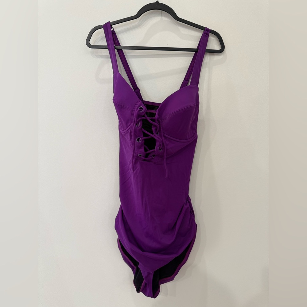 torrid Purple Lace-Up One-Piece Swimsuit